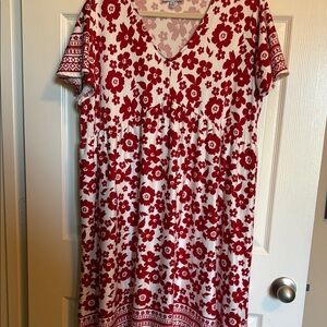 Floral Red and White Women's Dress